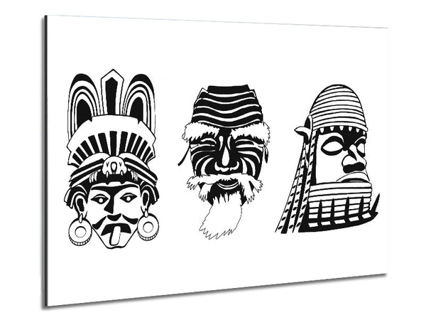 Mayan Masks Metal Print