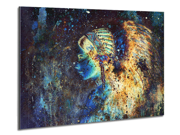 Red Indian Star Night Metal Print
