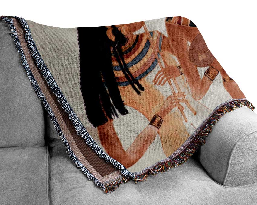 Red Indian Women Woven Blanket
