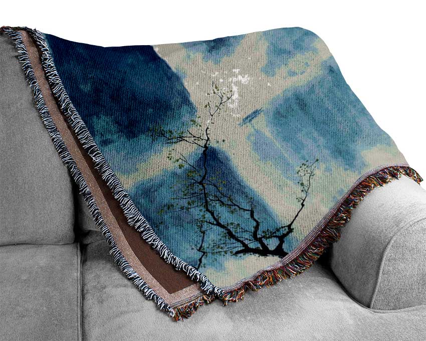 Japanese Mountain Reflections Woven Blanket