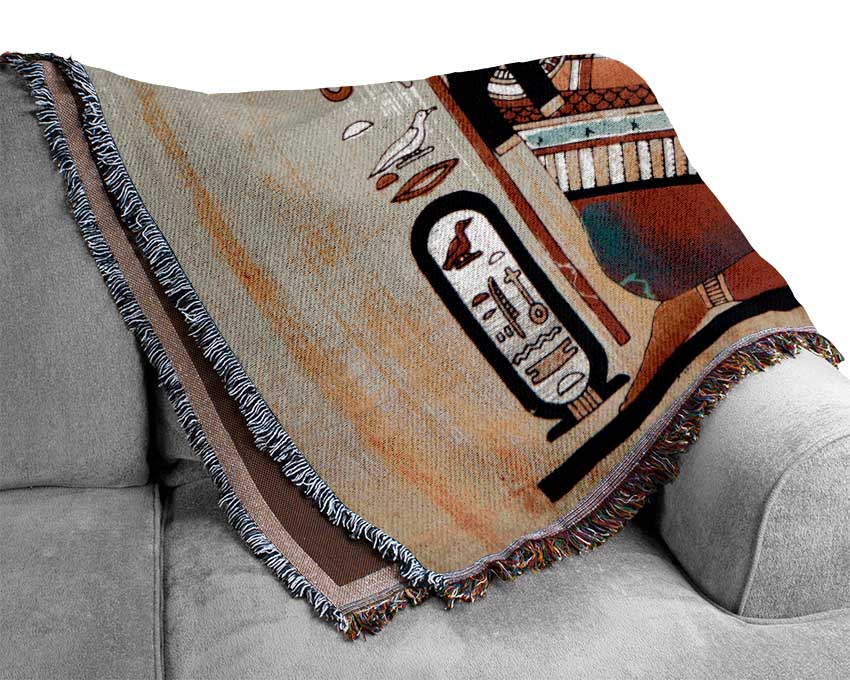 Egyptian Offering To The Queen Woven Blanket