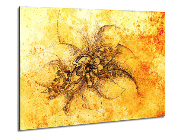 Golden Lotus Flower Metal Print