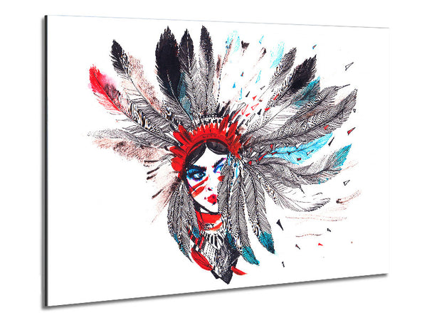 Red Indian Head Dress Metal Print