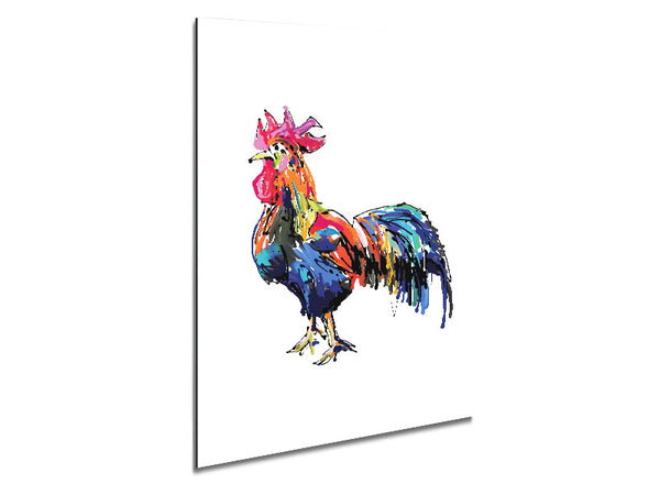 Rainbow RoosterA Metal Print