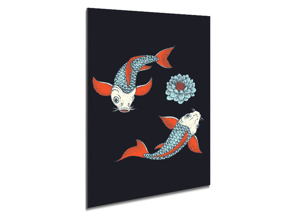 Japanese Koi Twins Metal Print