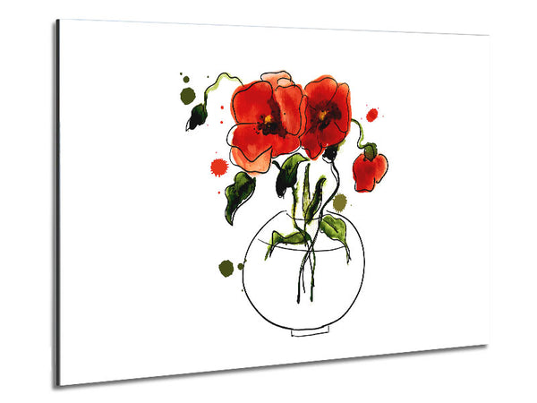 Poppy Vase Metal Print