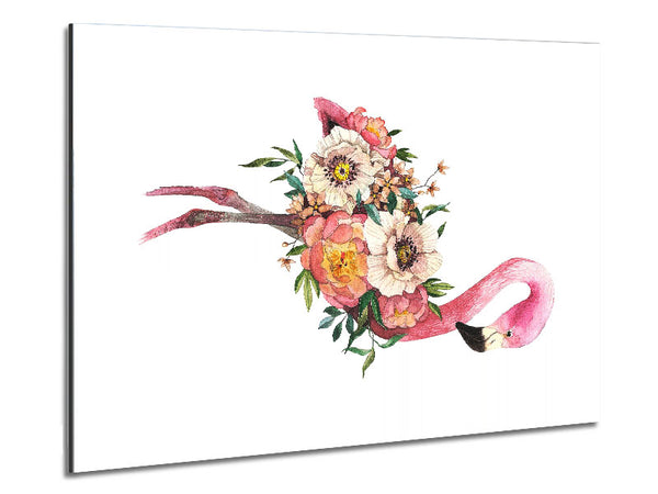 Flamingo Flower Body Metal Print