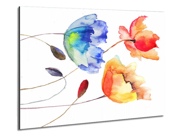 Poppy Watercolour Metal Print