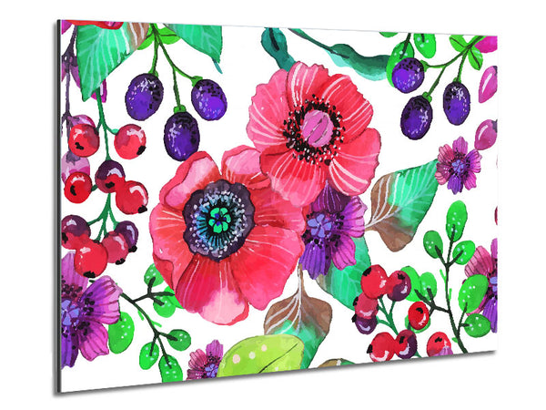 Poppies And Berries Metal Print