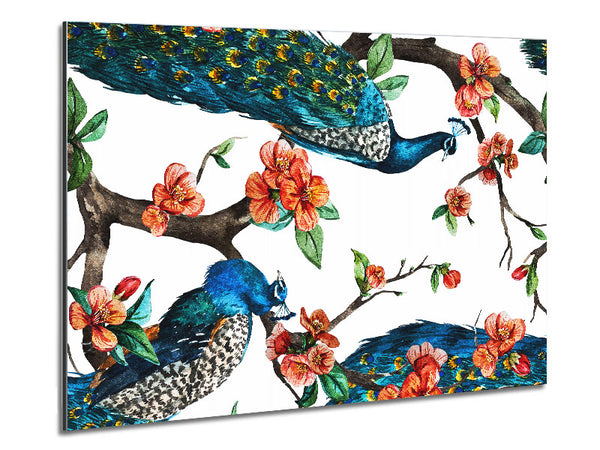 Peacock Branches Metal Print