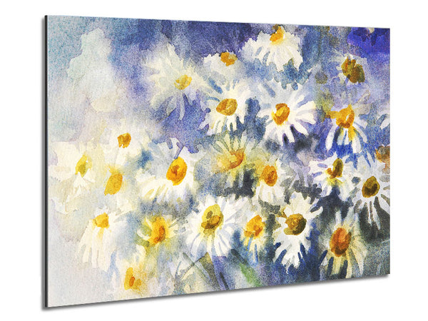 Abstract Daisy Blues Metal Print