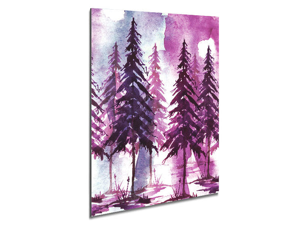 Purple Tree Line Metal Print