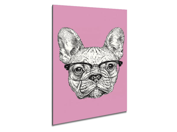 French Bulldog In Glasses Metal Print