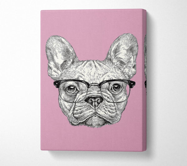  A Canvas Print of French Bulldog In Glasses Canvas Wall Art
