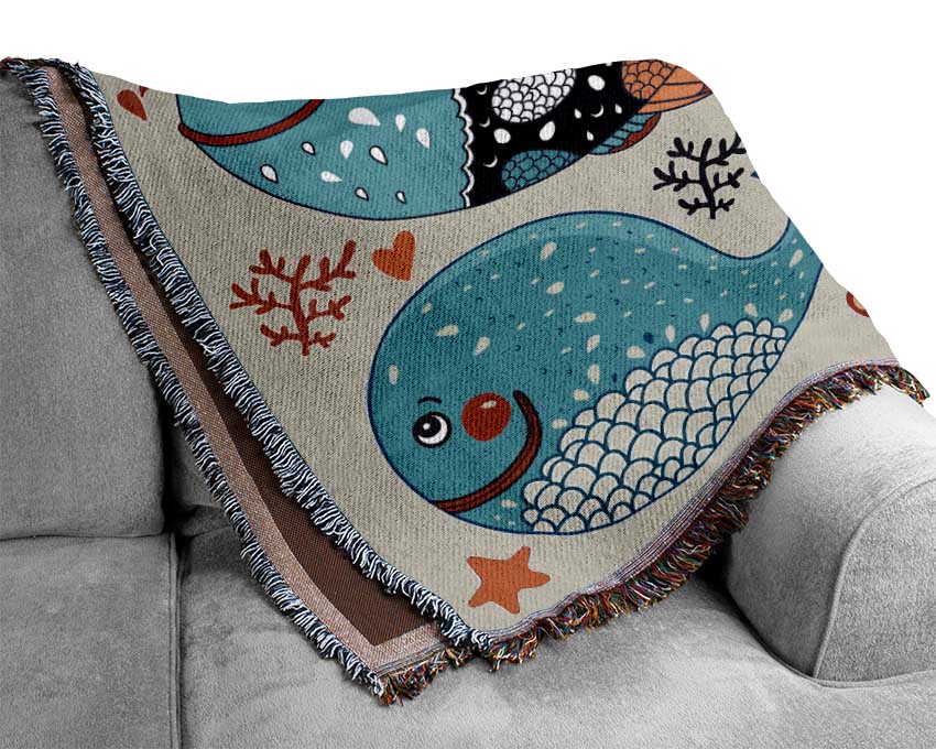 Happy Fish Woven Blanket