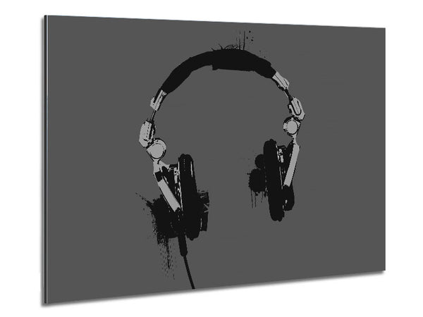 Funky Headphones Metal Print