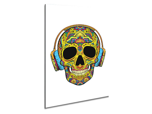 Headphones Skull Metal Print
