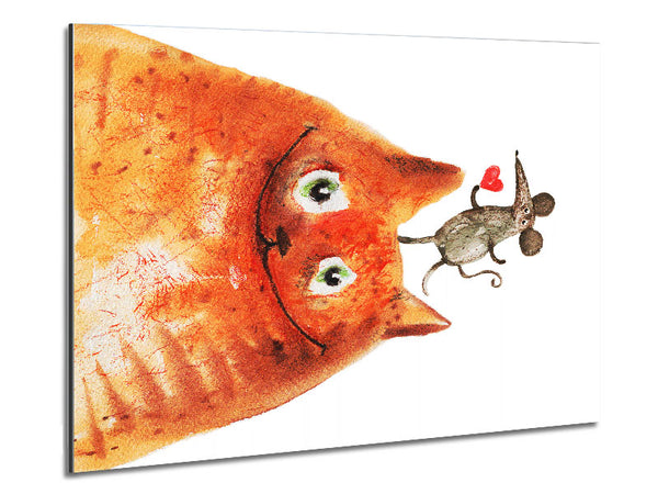 Cat And Mouse Love Metal Print