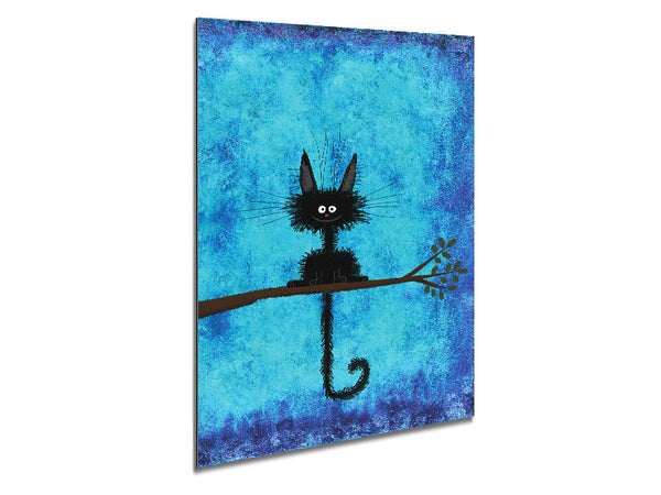 Happy Black Cat Metal Print