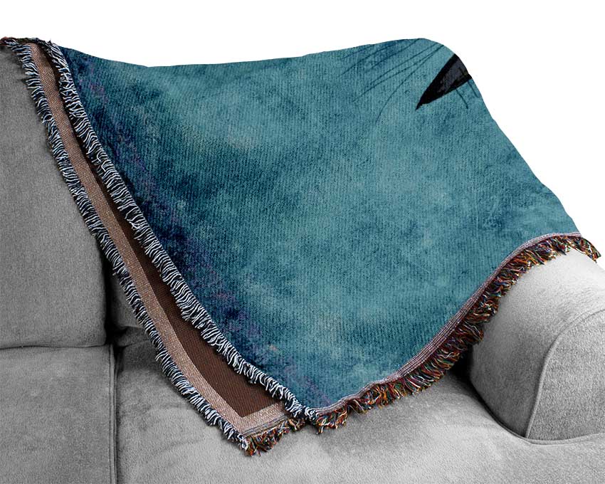 Happy Black Cat Woven Blanket