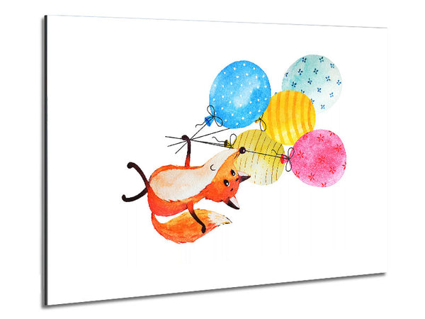 Fox Balloons Metal Print