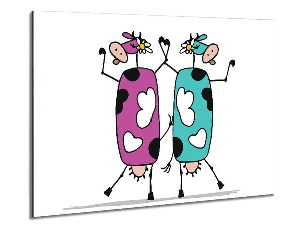 Dancing Cows Metal Print