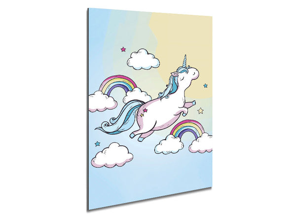 Flying Unicorn Rainbows Metal Print