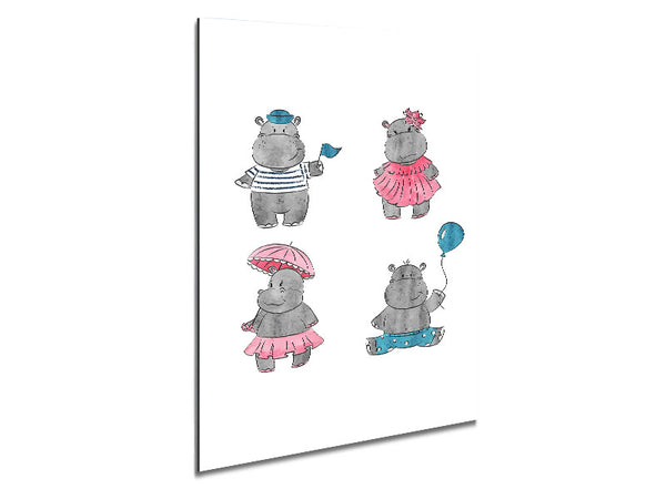 Hippo Love Metal Print