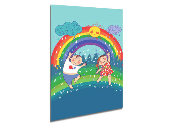 Rainbow Kids Metal Print