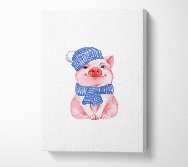  A Canvas Print of Winter Piggy Love Canvas Wall Art
