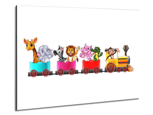 Jungle Friends Train Metal Print