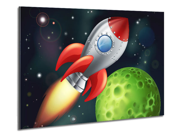 Spaceship Planets Metal Print
