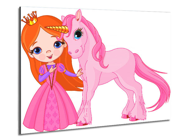 Princess And The Unicorn Metal Print