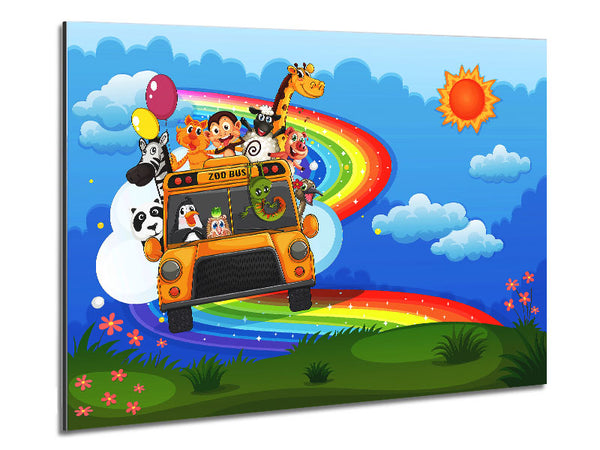 Rainbow Zoo Bus Metal Print