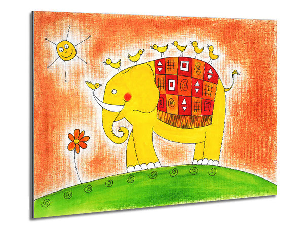 Happy Elephant Walk Metal Print