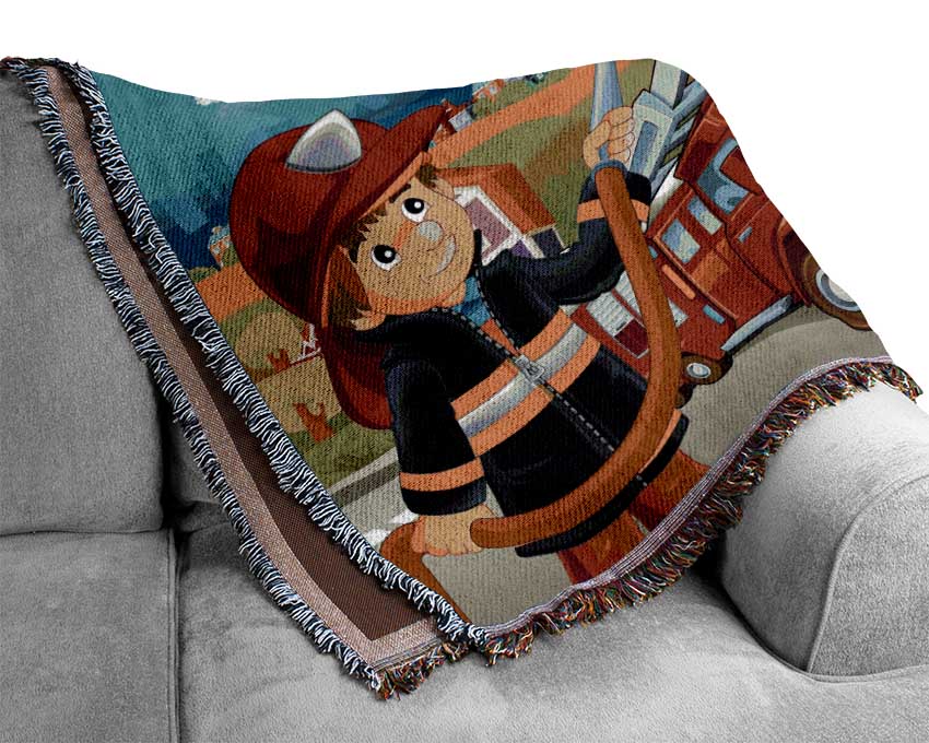 Fireman Rescue Woven Blanket