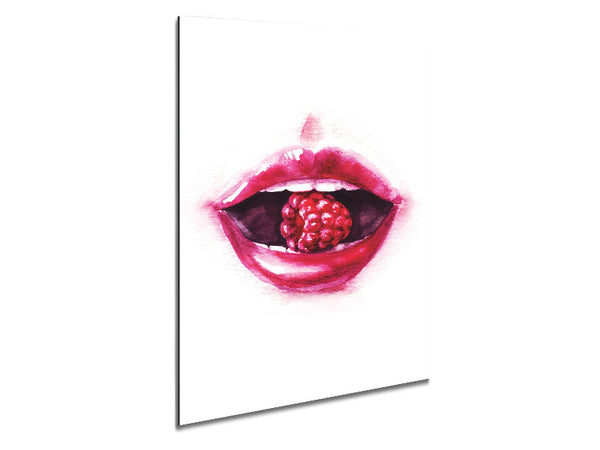 Raspberry Lips Metal Print