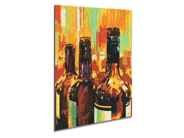 Retro Wine Bottles Metal Print