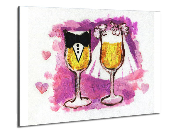 Champagne Toast The Bride And Groom Metal Print
