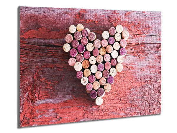 Wine Cork Love Heart Metal Print