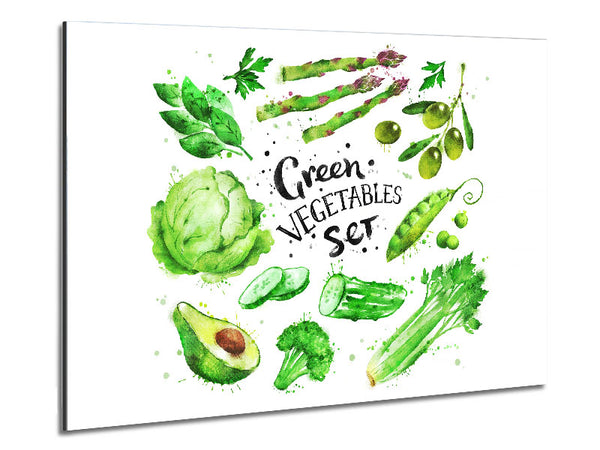 Green Vegetable Set Metal Print