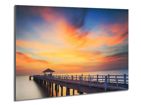 Golden Pier At Dusk Metal Print