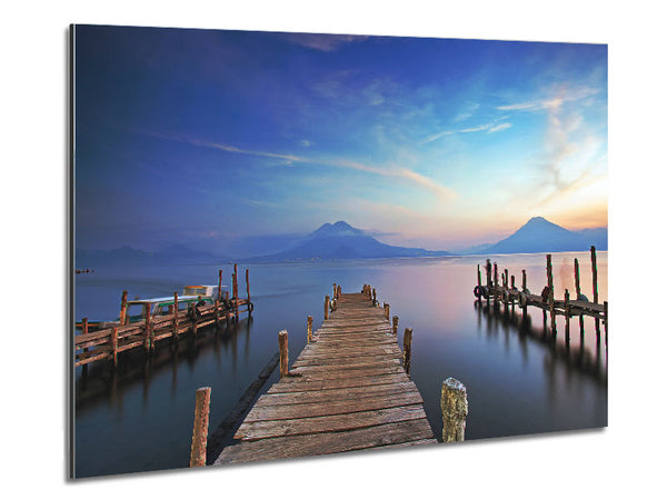 Mountains At The End Of The Dock Metal Print