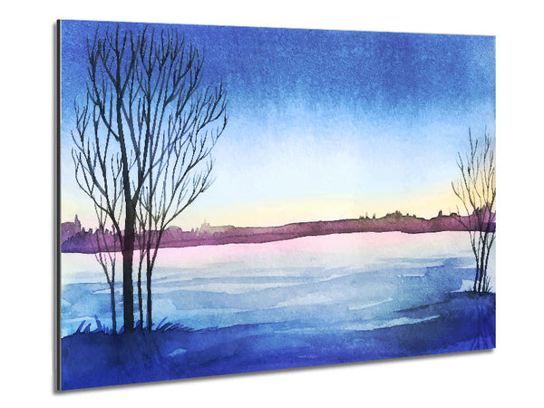 Winter lake Metal Print