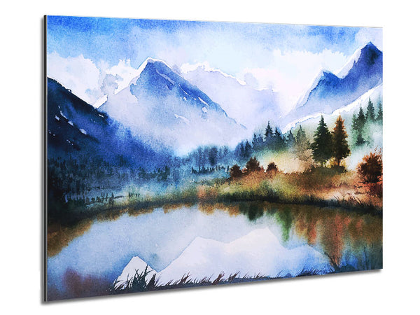Mountain Winter Lake Metal Print