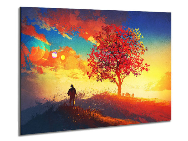 Autumn Tree Worship Metal Print