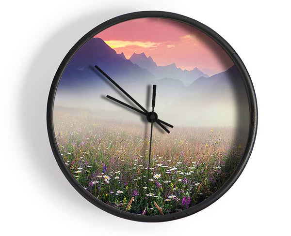 Flower Mountain Mist Clock - Wallart-Direct UK