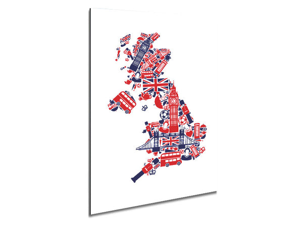 London Icons In The Shape Of The UK Metal Print
