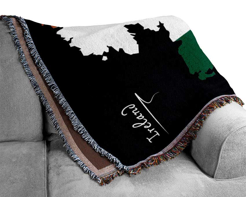 Irish Flag Over Map Woven Blanket