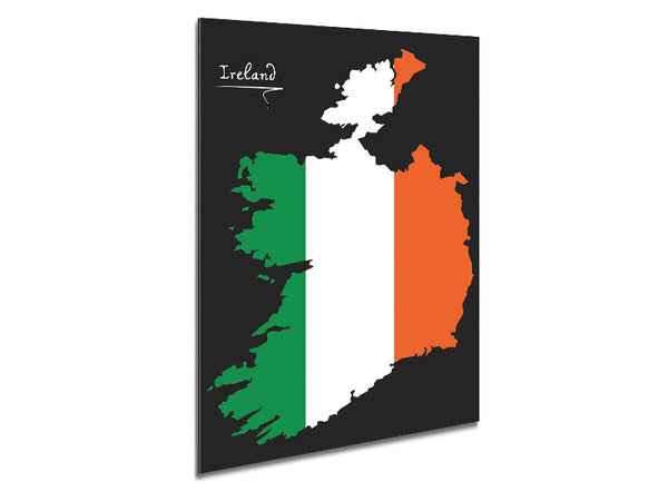 Irish Flag Over Map Metal Print